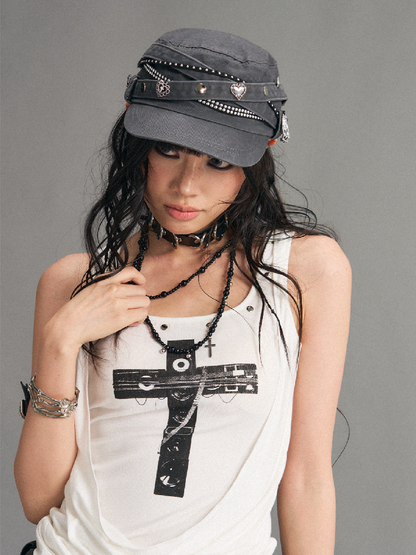 Distressed Metal Equestrian Cap【s0000017526】
