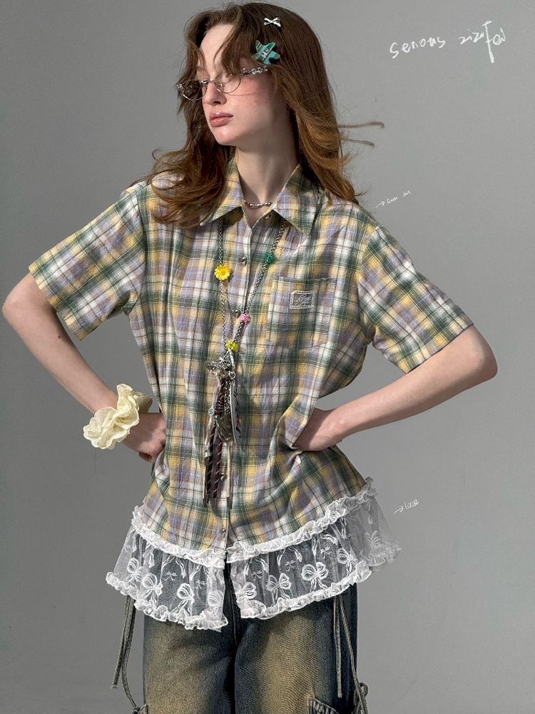 Plaid Short Sleeve Shirt【s0000012232】