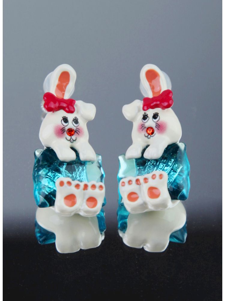 Transparent Pillow Bunny Earrings【s0000013922】