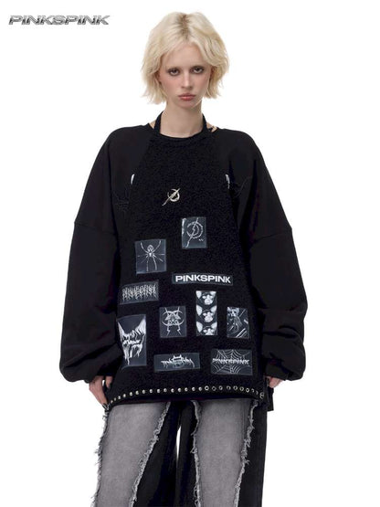 Patch Embroidery Punk Apron Sweater【s0000015118】