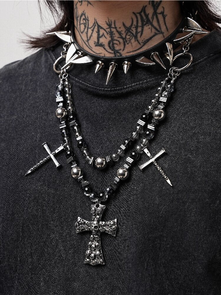 Skull Ruins Y2K Punk Heavy Necklace【s0000018970】