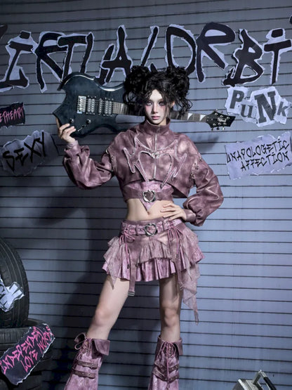 Embroidered Rivet Girl Punk Style Niche Short Denim Jacket【s0000014029】