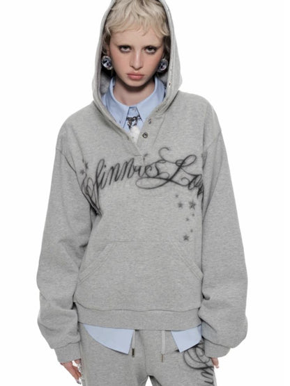 Loose Hooded Air Eye Print Sweatshirt【s0000009868】