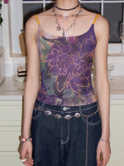 Floral Mesh Diamond Camisole【s0000016655】