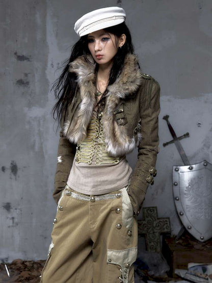 Washed Ripped Gold Filigree Denim Coat【s0000014653】