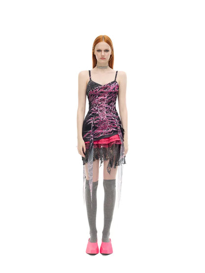 Punk-Chic Rock Y3K Digital Dress【s0000014007】