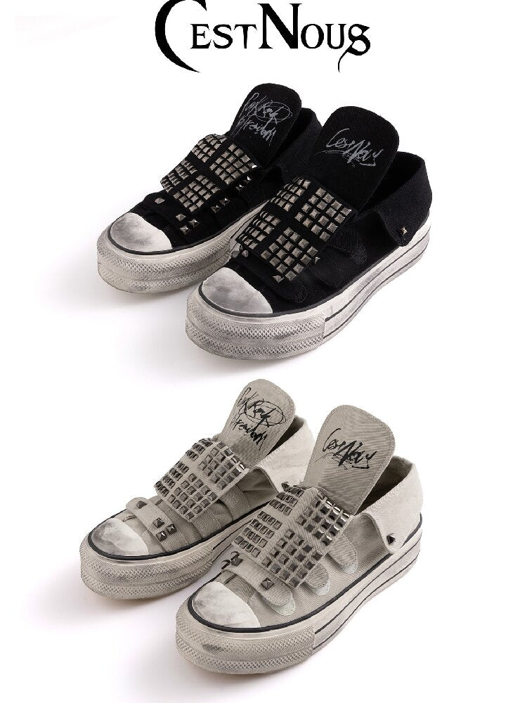 Punk Rivet Graffiti Canvas Shoes【s0000017503】