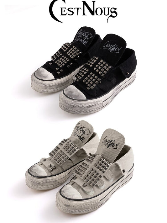 Punk Rivet Graffiti Canvas Shoes【s0000017503】