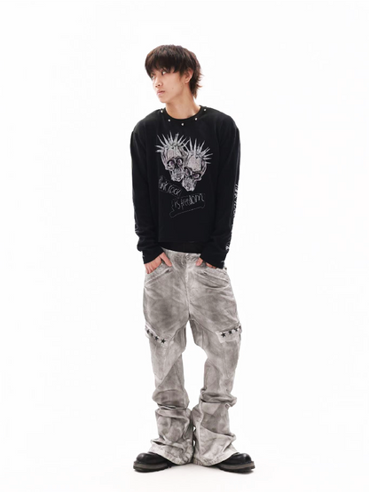 Rock Slogan Skull Sweatshirt【s0000018324】