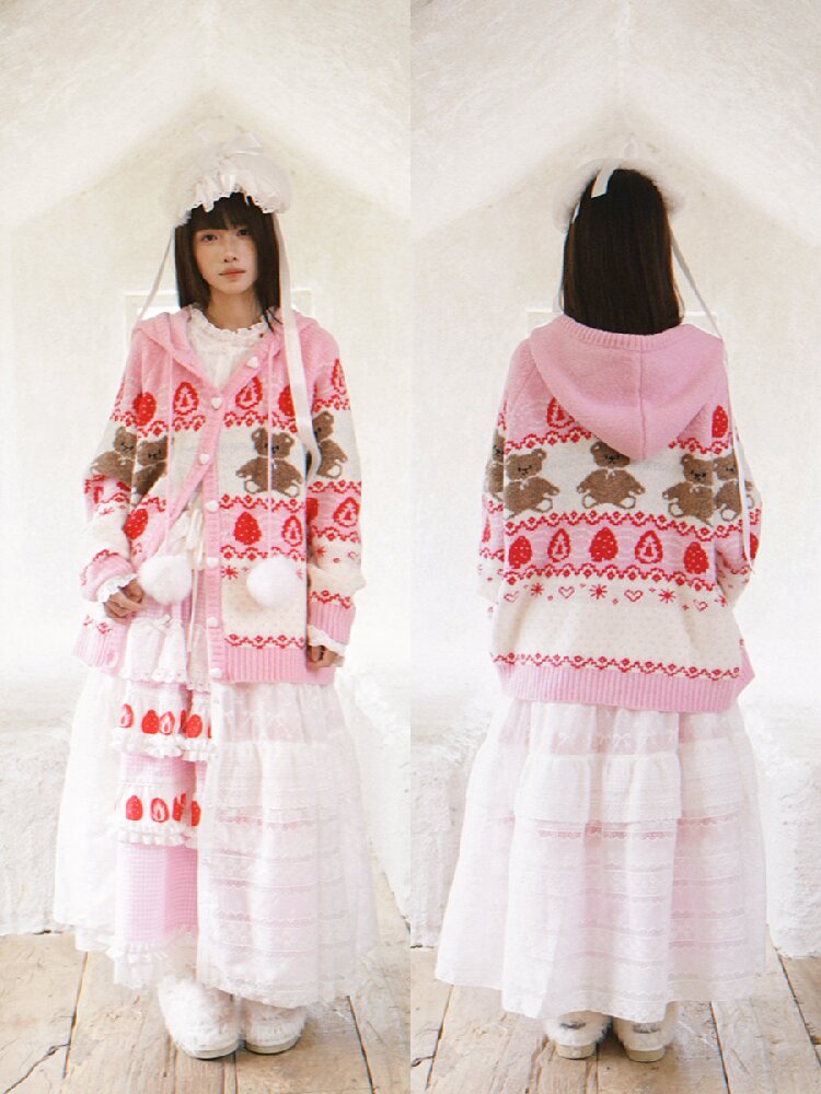 Bear Cake Fair Isle Cardigan【s0000018537】