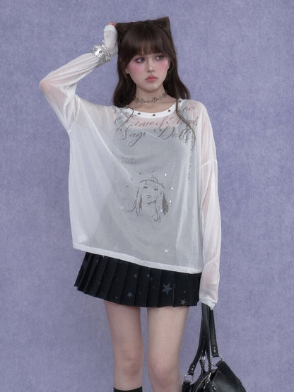 Fighting Spirit Mesh Print Casual T-shirt【s0000017269】