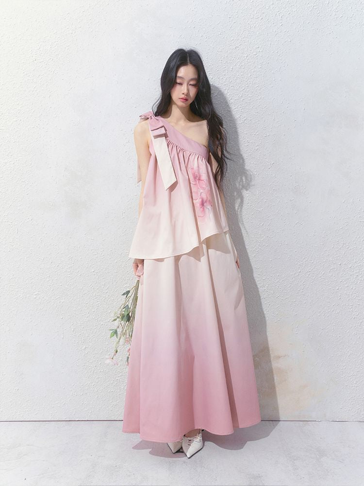 Slant Shoulder Niche Ambiance Dress【s0000012160】