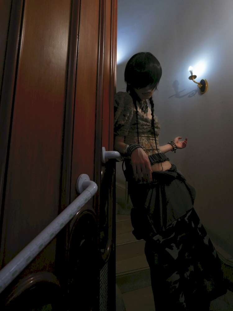 Patchwork Sheer Bud Strap Court Top【s0000015145】