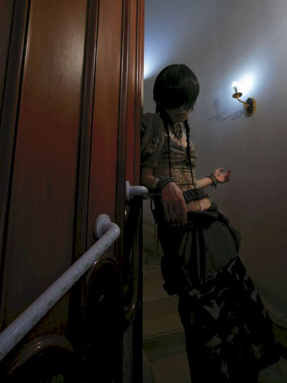 Patchwork Sheer Bud Strap Court Top【s0000015145】