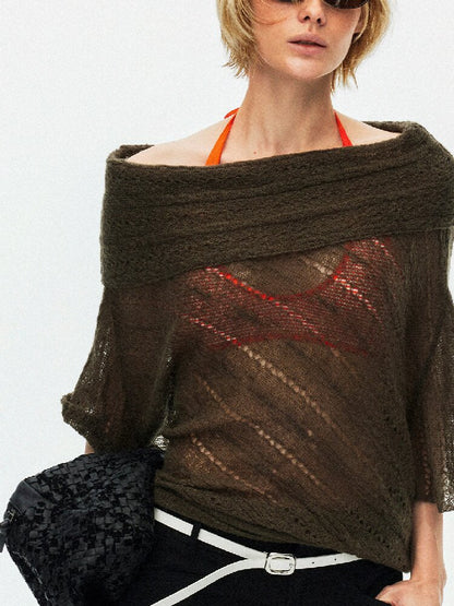 One Shoulder Cut Out Cable Knit【s0000015930】