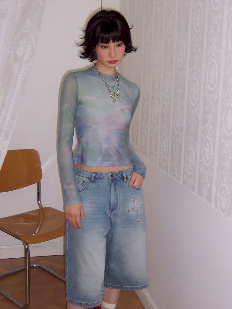 Small fish printing long-sleeved skin jacket【s0000012296】
