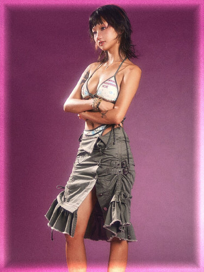 Waste Fabric Ruffle Embroidered Skirt【s0000016858】