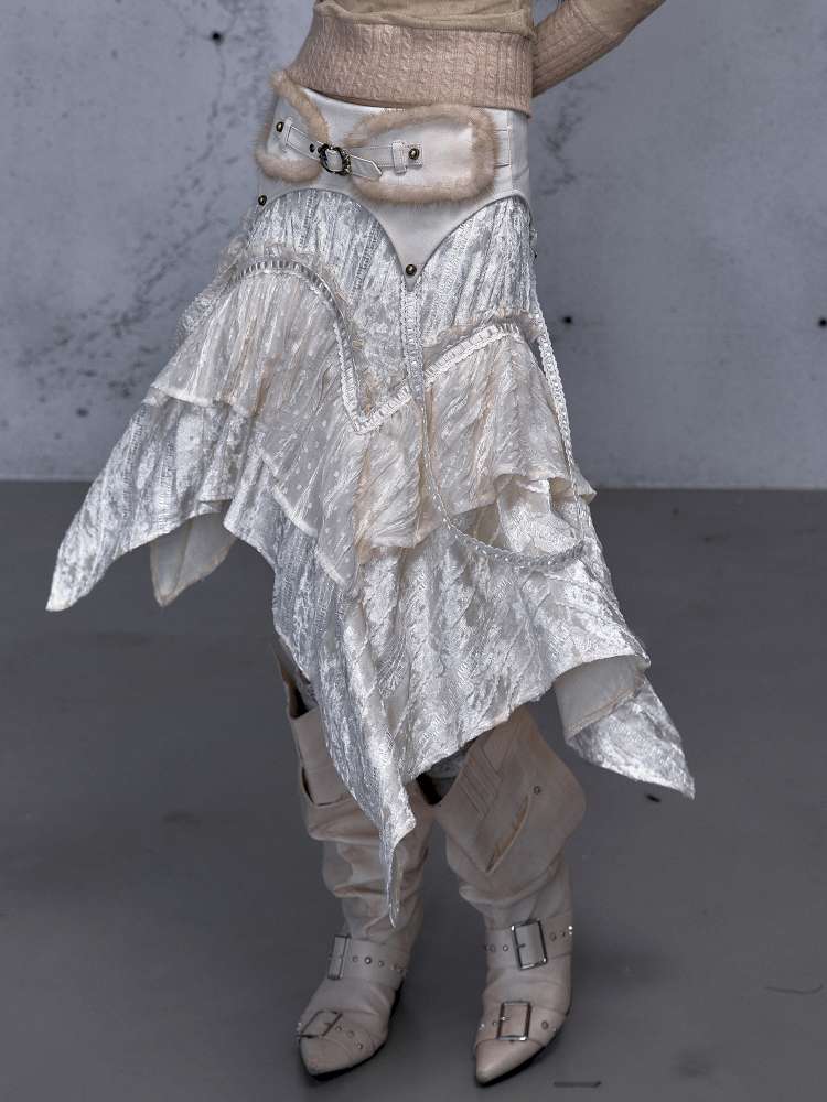 Vintage Lace Irregular Velvet Skirt【s0000014930】