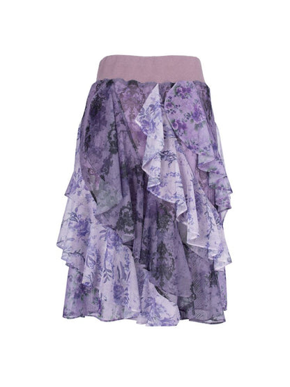 Retro Dream Flower Print Lace Skirt【s0000018061】
