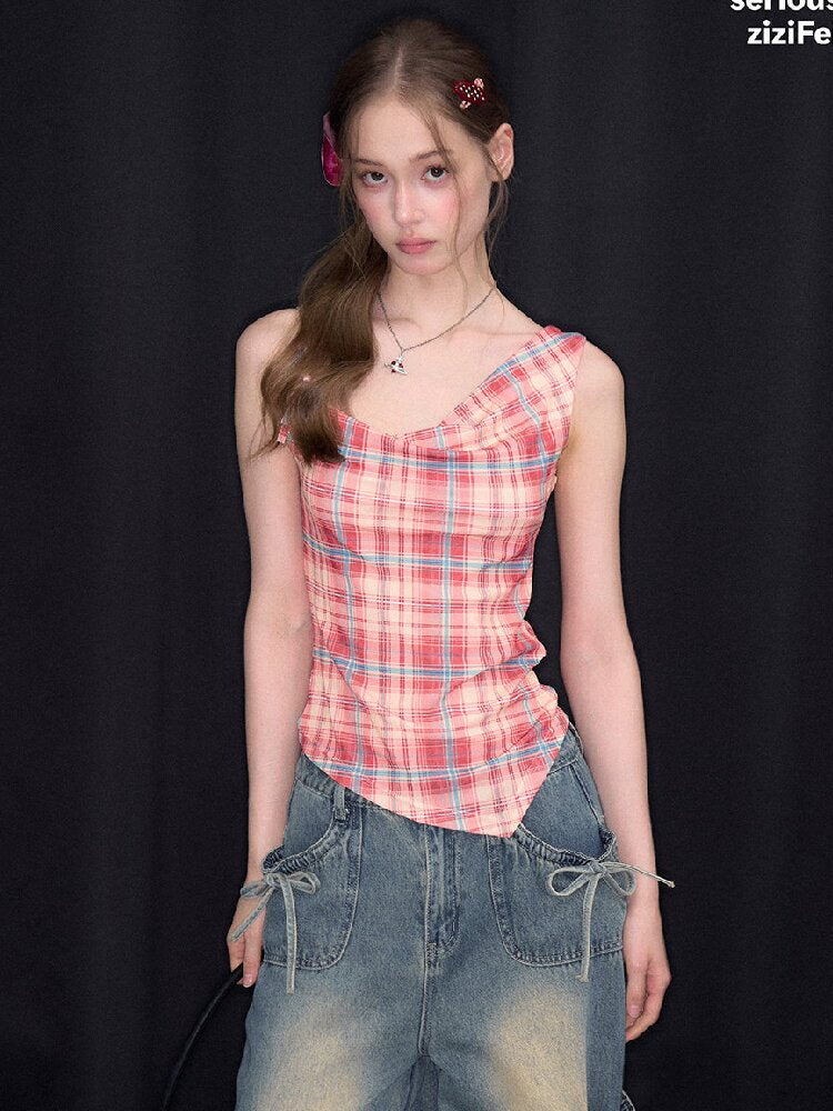 Summer Plaid Bow Vest Camisole【s0000017151】