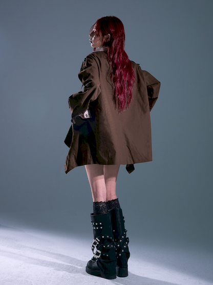 Lapel Mid-Length Silhouette Trench Coat【s0000013689】
