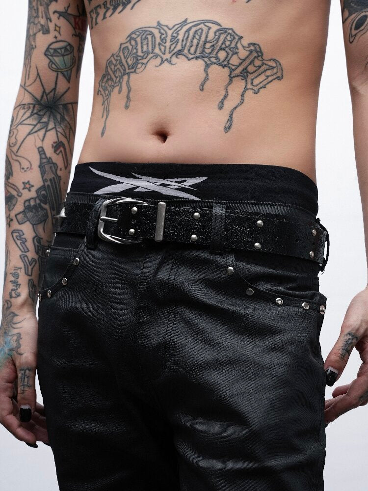 Studded Cross Leather Belt【s0000018991】