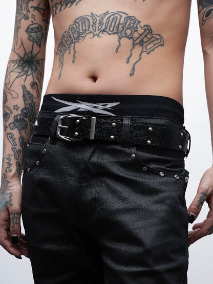 Studded Cross Leather Belt【s0000018991】