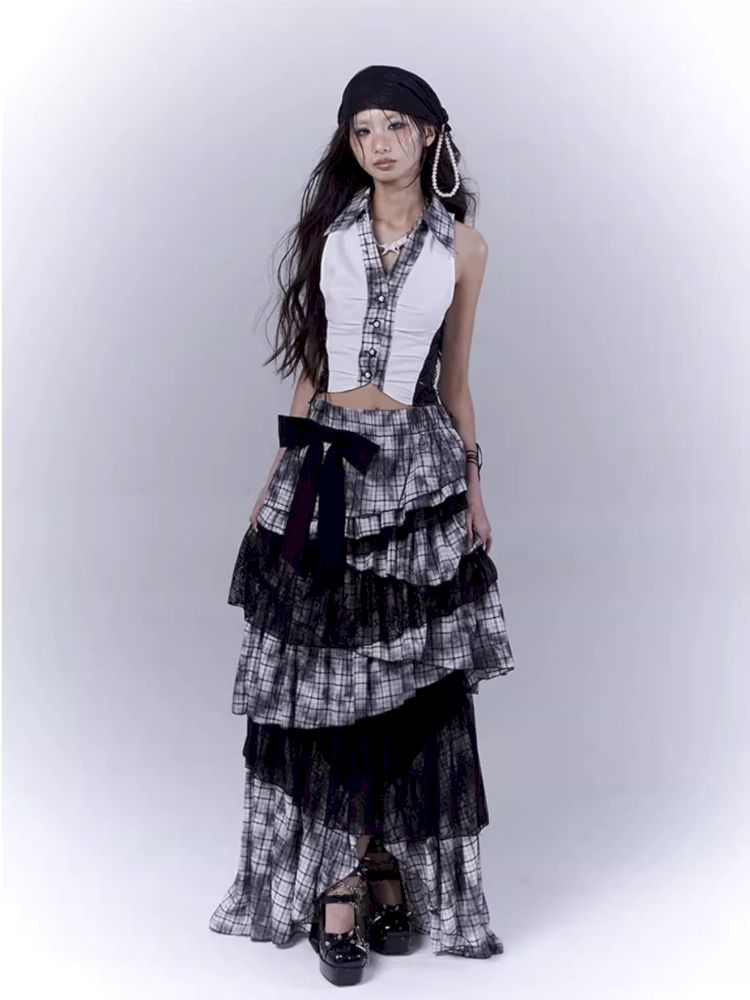 Plaid model splicing shirt【s0000012374】