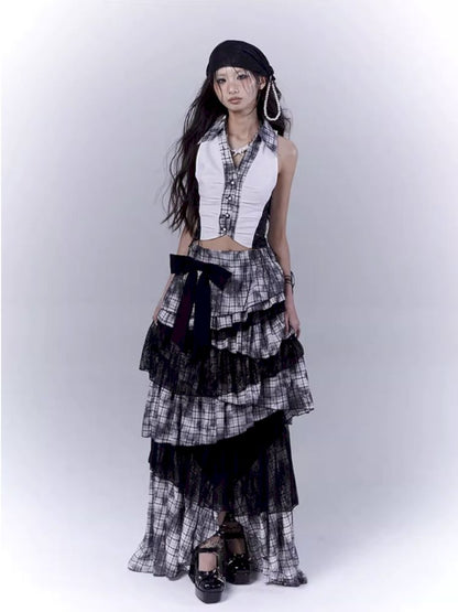 Plaid model splicing shirt【s0000012374】