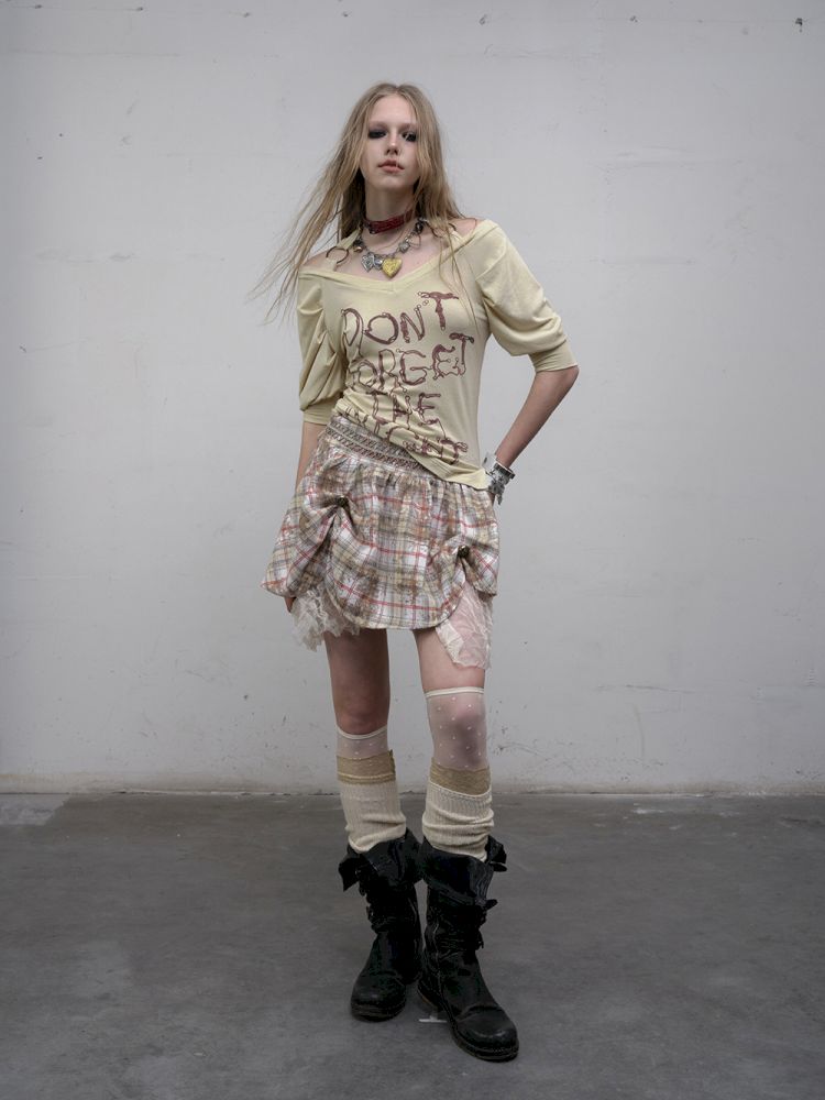 Bubble Sleeve Stretch Short Sleeve T-Shirt【s0000012617】