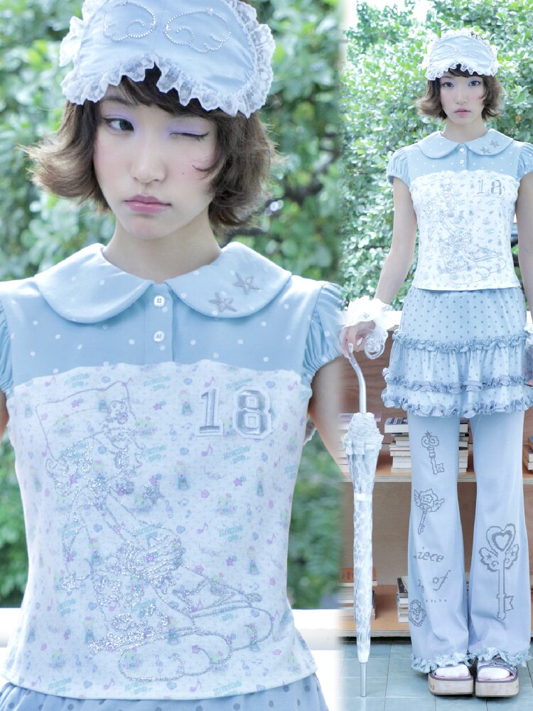 Vintage Bird Collar Bubble T-shirt【s0000017476】