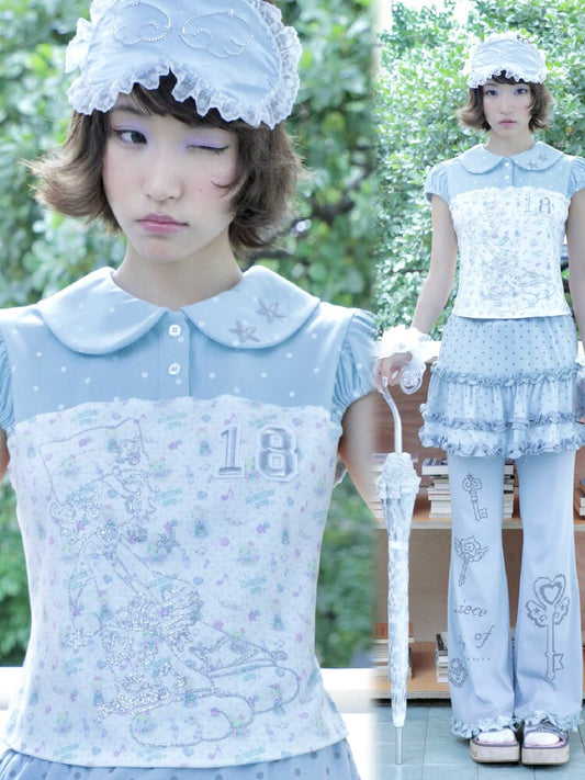Vintage Bird Collar Bubble T-shirt【s0000017476】