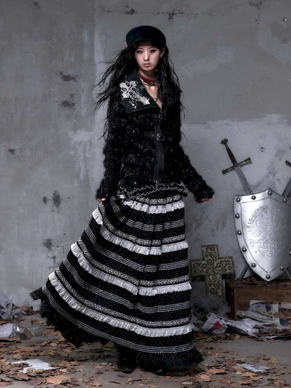 Patchwork Gathered A-Line Skirt【s0000014461】