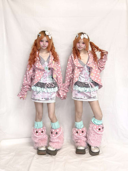 Stripe Stitching Plush Sock Cover【s0000015207】