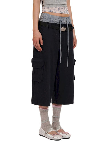 Drawstring waist casual mid-length pants【s0000012537】