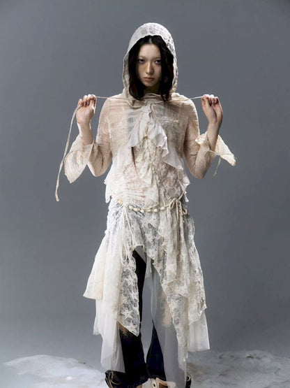 Ruffle Chiffon Cardigan【s0000012624】