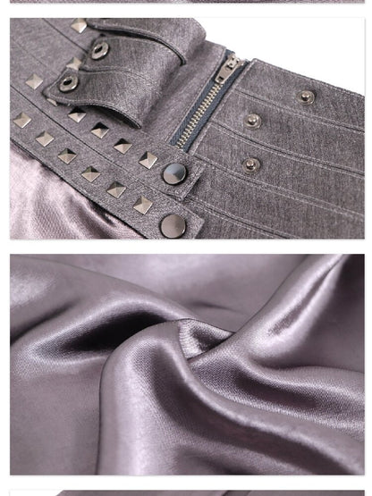 Studded Satin Lace Panelled Skirt【s0000016068】