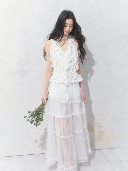Semi-Sheer Vibe Halter Long Skirt【s0000012158】
