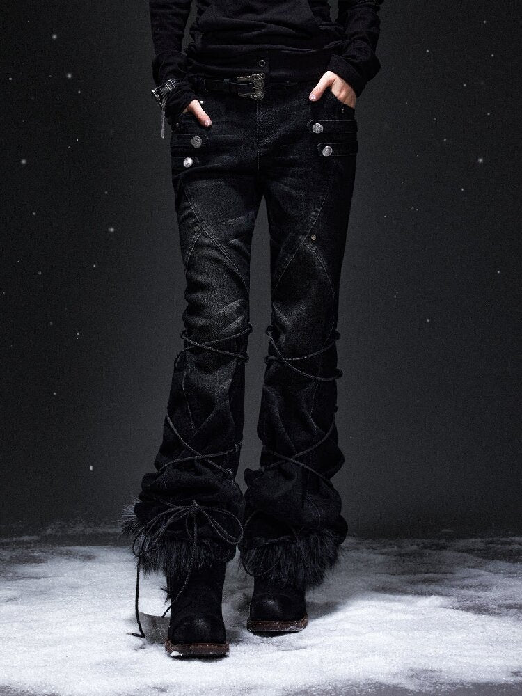 Punk Washed Distressed Flared Jeans【s0000019298】