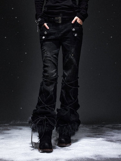 Punk Washed Distressed Flared Jeans【s0000019298】