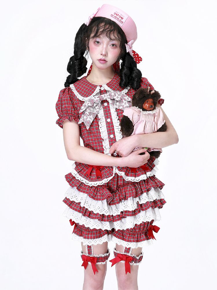 Red Plaid Cake Skirt【s0000012193】