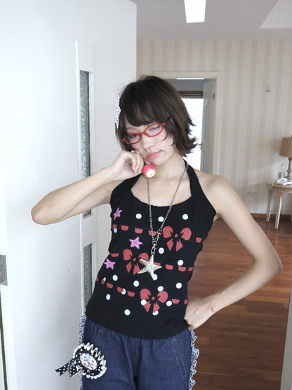 Vintage Texture Halter Camisole Top【s0000018679】