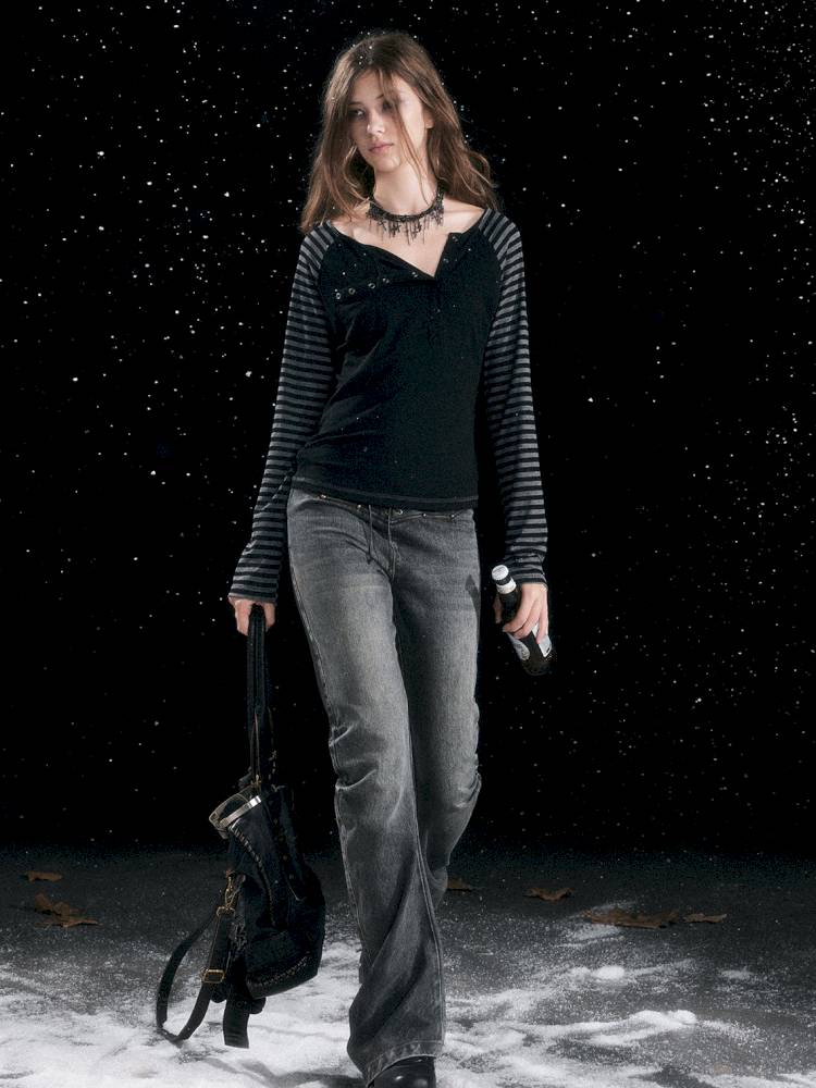 Striped Raglan Sleeve T-Shirt【s0000014430】