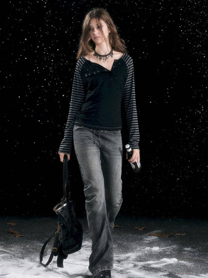 Striped Raglan Sleeve T-Shirt【s0000014430】