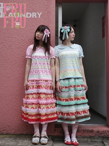Cake Print Lace Midi Skirt【s0000017763】