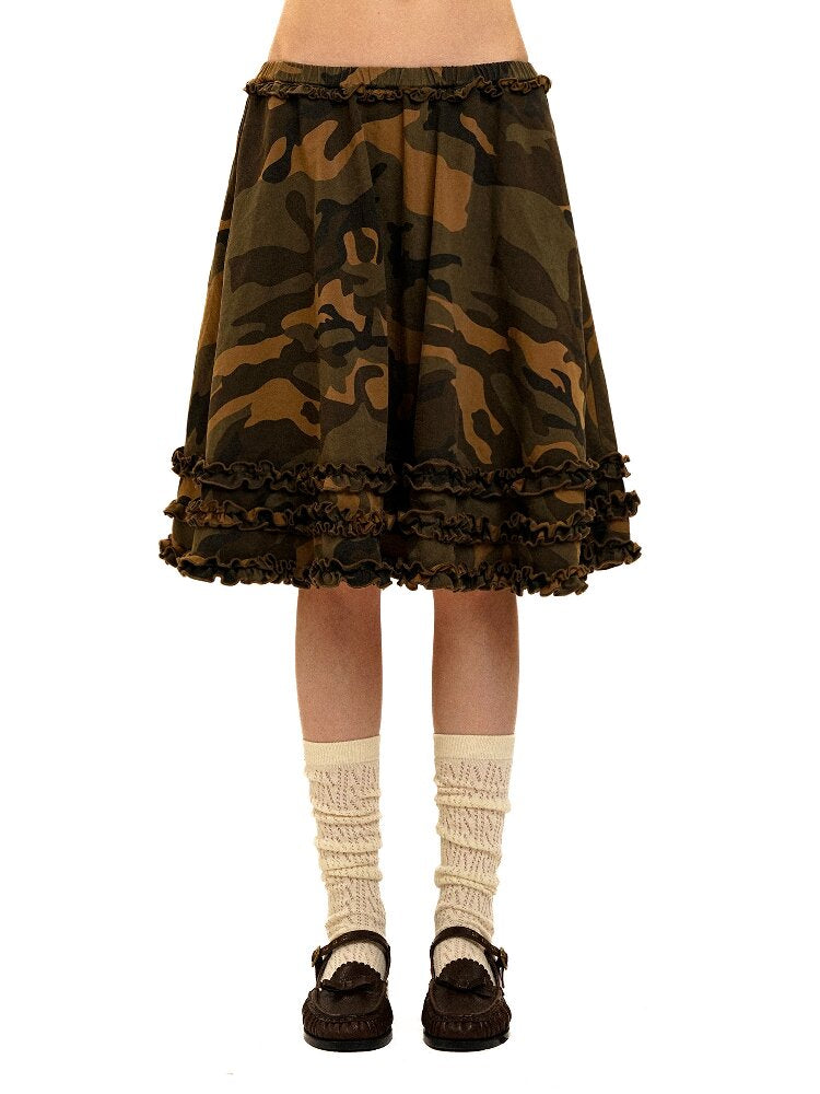 Camo Multi Layer Lace A Line Skirt【s0000017913】