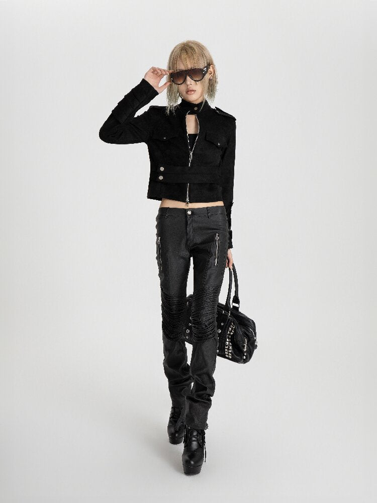 Suede Napoleon Slim Zipper Jacket【s0000019096】