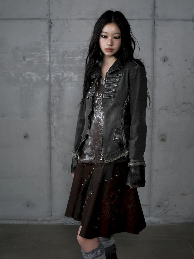 Denim Detachable Slim-Fit Hooded Jacket【s0000013951】