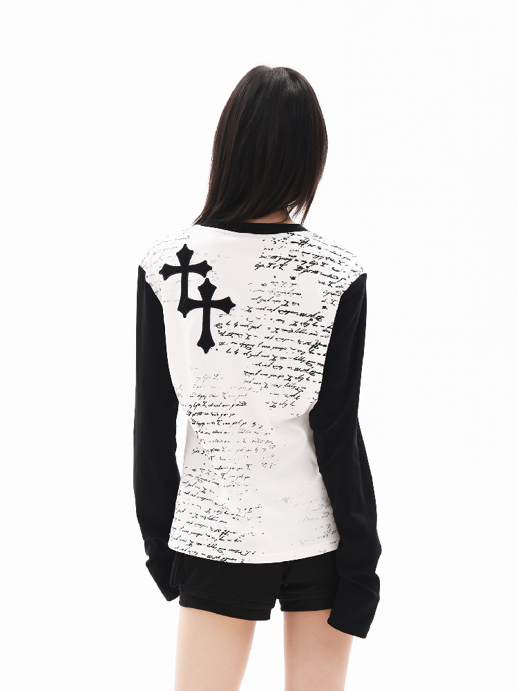 Patchwork Appliqué Long T-Shirt【s0000018321】