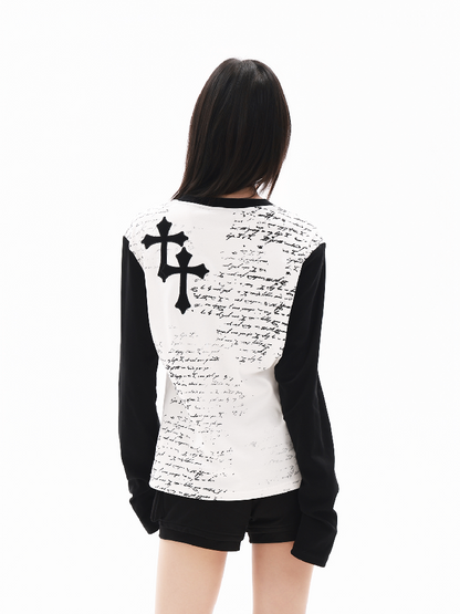 Patchwork Appliqué Long T-Shirt【s0000018321】